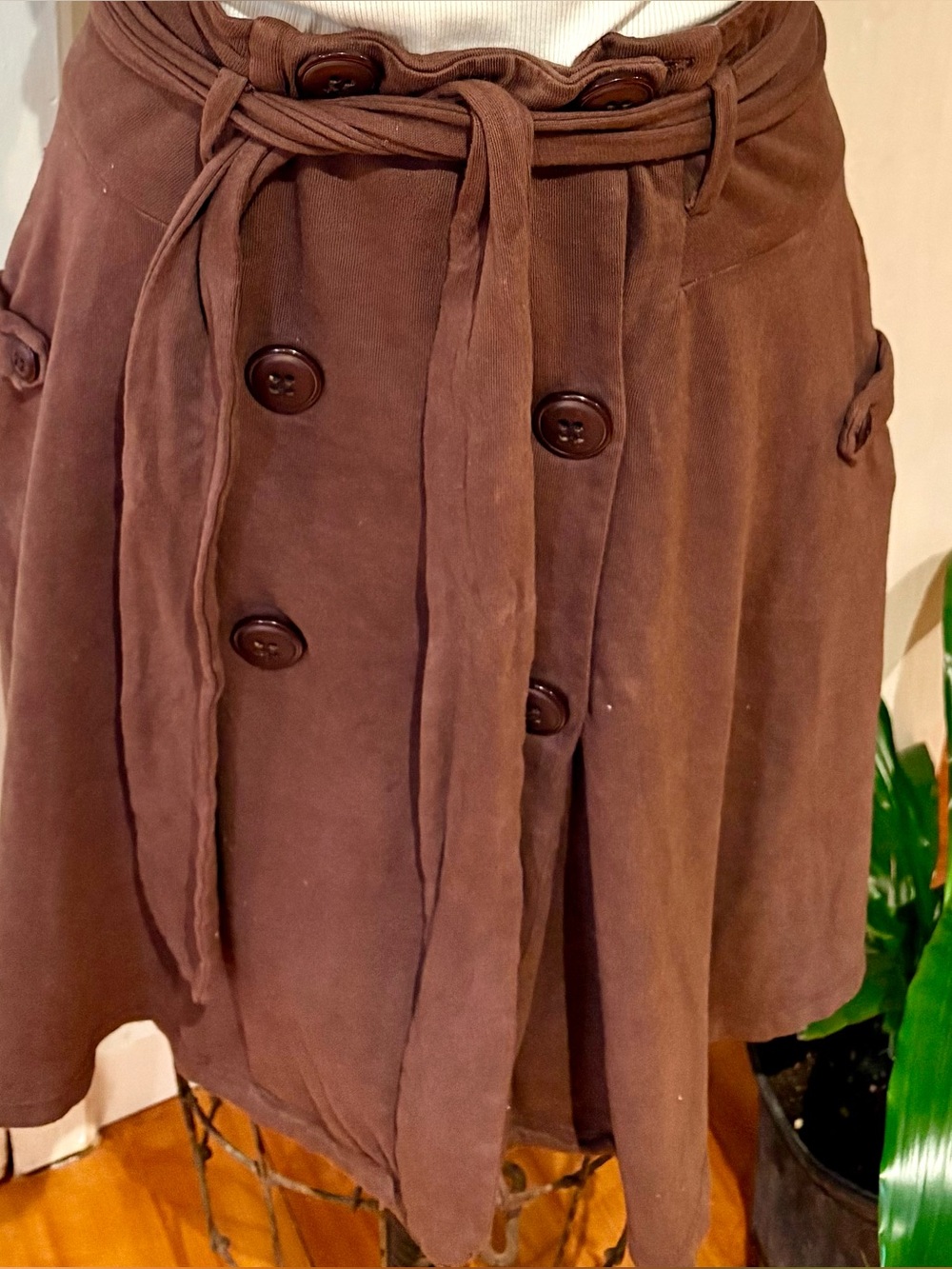 Vintage Anthropologie Velvet by Graham Chocolate Cotton Wrap skirt xs